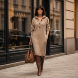 Magdaléna™ - Elegantní Zimní Šaty s Knoflíky